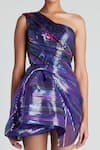 Shop_Amit Aggarwal_Purple Tulle One Shoulder Structured Dress _Online_at_Aza_Fashions