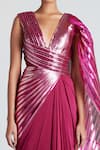 Buy_Amit Aggarwal_Pink Chiffon Metallic Saree Gown_Online_at_Aza_Fashions