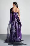 Shop_Amit Aggarwal_Purple Mesh Embroidery One Shoulder Metallic Saree Gown  _at_Aza_Fashions