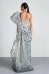 Shop_Amit Aggarwal_Grey Chiffon Embroidery One Shoulder Embellished Draped Saree Gown _at_Aza_Fashions