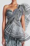 Buy_Amit Aggarwal_Grey Chiffon Embroidery One Shoulder Embellished Draped Saree Gown _Online_at_Aza_Fashions