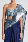 Buy_Amit Aggarwal_Blue Tulle, Chiffon Bandeau Structured Pre-draped Saree With Bustier _Online_at_Aza_Fashions