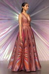 Amit Aggarwal_Pink Striped Structured Gown_Online_at_Aza_Fashions
