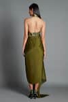 Shop Amit Aggarwal Green Crinkled Chiffon, Nylon Jersey Halter Metallic Draped Backless Dress at Aza Fashions Shop_Amit Aggarwal_Green Crinkled Chiffon, Nylon Jersey Halter Metallic Draped Backless Dress _at_Aza_Fashions