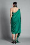 Shop_Amit Aggarwal_Green Crinkled Chiffon Embroidery Halter Draped Dress  _at_Aza_Fashions