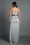 Shop Amit Aggarwal Grey Crinkled Chiffon, Satin Lycra Metallic Draped Bandeau Gown at Aza Fashions Shop_Amit Aggarwal_Grey Crinkled Chiffon, Satin Lycra Metallic Draped Bandeau Gown _at_Aza_Fashions