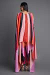 Shop_Amit Aggarwal_Pink Chiffon Plain Boat Colorblock Cape And Draped Pant Set  _at_Aza_Fashions