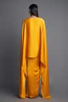 Shop_Amit Aggarwal_Yellow Chiffon Plain Boat Cape Top And Draped Skirt Set _at_Aza_Fashions