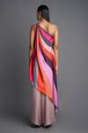 Shop_Amit Aggarwal_Pink Chiffon One Shoulder Asymmetric Draped Top _at_Aza_Fashions