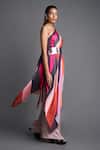 Amit Aggarwal_Pink Chiffon One Shoulder Asymmetric Draped Top _Online_at_Aza_Fashions
