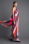 Buy_Amit Aggarwal_Pink Chiffon One Shoulder Asymmetric Draped Top _Online_at_Aza_Fashions