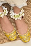 Buy_Coral Haze_Yellow Embroidered Zardozi Juttis _at_Aza_Fashions