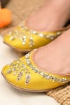 Coral Haze_Yellow Embroidered Zardozi Juttis _Online_at_Aza_Fashions