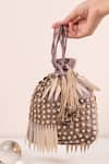 Buy_Aamli_Grey Embellished Advika Bead Potli _at_Aza_Fashions