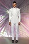 Buy Amit Aggarwal White Jacquard Embroidered Starburst Structured Tuxedo And Pant Set at Aza Fashions Buy_Amit Aggarwal_White Jacquard Embroidered Starburst Structured Tuxedo And Pant Set _at_Aza_Fashions