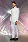 Amit Aggarwal White Jacquard Embroidered Starburst Structured Tuxedo And Pant Set Online at Aza Fashions Amit Aggarwal_White Jacquard Embroidered Starburst Structured Tuxedo And Pant Set _Online_at_Aza_Fashions