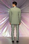 Shop_Amit Aggarwal_Green Satin Crepe Striped Starburst Metallic Tuxedo And Pant Set _at_Aza_Fashions