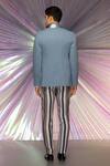 Shop_Amit Aggarwal_Grey Satin Crepe Striped Starburst Metallic Tuxedo And Pant Set_at_Aza_Fashions