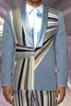 Buy_Amit Aggarwal_Grey Satin Crepe Striped Starburst Metallic Tuxedo And Pant Set_Online_at_Aza_Fashions