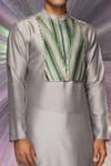 Buy_Amit Aggarwal_Green Fabric Structured Metallic Yoke Kurta  _Online_at_Aza_Fashions