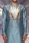 Buy_Amit Aggarwal_Grey Fabric Structured Metallic Yoke Kurta _Online_at_Aza_Fashions