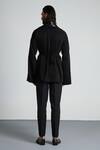 Shop_Amit Aggarwal_Black Stretch Crepe Metallic Woven Kimono Jacket _at_Aza_Fashions