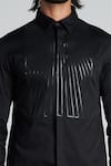 Amit Aggarwal_Black Cotton Satin Metallic Longline Shirt_Online_at_Aza_Fashions