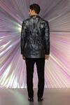 Shop_Amit Aggarwal_Black Silk Embellished Cords Metallic Embroidered Tuxedo And Pant Set _at_Aza_Fashions