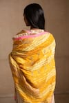 Shop_Priyanka Raajiv_Yellow Border Handwoven Silk Floral, Stripes Aashi Upcycled Patchwork Dupatta _at_Aza_Fashions
