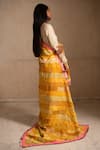 Priyanka Raajiv_Yellow Border Handwoven Silk Floral, Stripes Aashi Upcycled Patchwork Dupatta _Online_at_Aza_Fashions