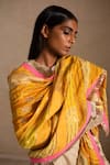Shop_Priyanka Raajiv_Yellow Border Handwoven Silk Floral, Stripes Aashi Upcycled Patchwork Dupatta _Online_at_Aza_Fashions