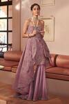 Buy_Sahil Kochhar_Purple Crepe, Organza Square Neck Aatifa Kurta And Sharara Set _at_Aza_Fashions