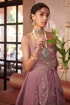 Sahil Kochhar_Purple Crepe, Organza Square Neck Aatifa Kurta And Sharara Set _Online_at_Aza_Fashions