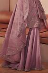 Buy_Sahil Kochhar_Purple Crepe, Organza Square Neck Aatifa Kurta And Sharara Set _Online_at_Aza_Fashions