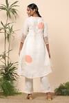 Shop_Kaveri_White Linen Leaf Print And Thread V Neck Kurta & Pant Set_at_Aza_Fashions