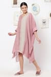 Kaveri Pink Linen Studs V Neck Boxy Dress Online at Aza Fashions Kaveri_Pink Linen Studs V Neck Boxy Dress _Online_at_Aza_Fashions