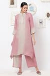 Buy Kaveri Pink Linen Studs Band Kurta And Pant Set at Aza Fashions Buy_Kaveri_Pink Linen Studs Band Kurta And Pant Set _at_Aza_Fashions
