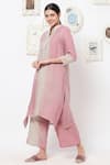 Kaveri Pink Linen Studs Band Kurta And Pant Set Online at Aza Fashions Kaveri_Pink Linen Studs Band Kurta And Pant Set _Online_at_Aza_Fashions