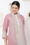 Buy Kaveri Pink Linen Studs Band Kurta And Pant Set Online at Aza Fashions Buy_Kaveri_Pink Linen Studs Band Kurta And Pant Set _Online_at_Aza_Fashions