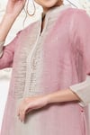 Kaveri Pink Linen Studs Band Kurta And Pant Set at Aza Fashions Kaveri_Pink Linen Studs Band Kurta And Pant Set _at_Aza_Fashions
