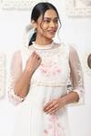 Shop_KAVERI_White Linen Print Floral High Neck Midi Dress  _Online_at_Aza_Fashions