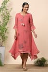 Buy Kaveri Pink Linen Crystals Round Layered Dress at Aza Fashions Buy_Kaveri_Pink Linen Crystals Round Layered Dress _at_Aza_Fashions