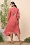 Shop Kaveri Pink Linen Crystals Round Layered Dress at Aza Fashions Shop_Kaveri_Pink Linen Crystals Round Layered Dress _at_Aza_Fashions