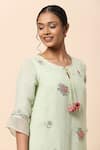 Buy Kaveri Green Linen Crystals Round Layered Dress Online at Aza Fashions Buy_Kaveri_Green Linen Crystals Round Layered Dress _Online_at_Aza_Fashions