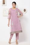 Buy_Kaveri_Purple Inner Kurta And Pant 100% Linen & Kurta 100% Silk & Set  _at_Aza_Fashions