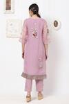 Shop_Kaveri_Purple Inner Kurta And Pant 100% Linen & Kurta 100% Silk & Set  _at_Aza_Fashions