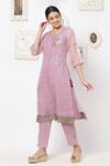 Kaveri_Purple Inner Kurta And Pant 100% Linen & Kurta 100% Silk & Set  _Online_at_Aza_Fashions