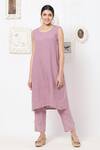 Buy_Kaveri_Purple Inner Kurta And Pant 100% Linen & Kurta 100% Silk & Set  _Online_at_Aza_Fashions
