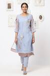 Buy Kaveri Blue Inner Kurta And Pant 100% Linen & Kurta 100% Silk Organza & Set at Aza Fashions Buy_Kaveri_Blue Inner Kurta And Pant 100% Linen & Kurta 100% Silk Organza & Set _at_Aza_Fashions