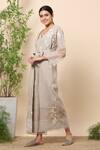 KAVERI_Beige Linen And Embroidery Butterfly V Neck Jumpsuit  _Online_at_Aza_Fashions